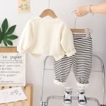 Velvet Hoodie Striped Pants Suit - Image 6