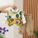 Boys' Suit Cute Long Sleeve Shirt Boys' Sweater Three-piece Set - Image 4