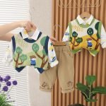 Boys' Suit Cute Long Sleeve Shirt Boys' Sweater Three-piece Set - Image 6