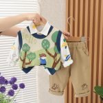 Boys' Suit Cute Long Sleeve Shirt Boys' Sweater Three-piece Set - Image 2