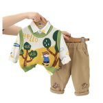 Boys' Suit Cute Long Sleeve Shirt Boys' Sweater Three-piece Set