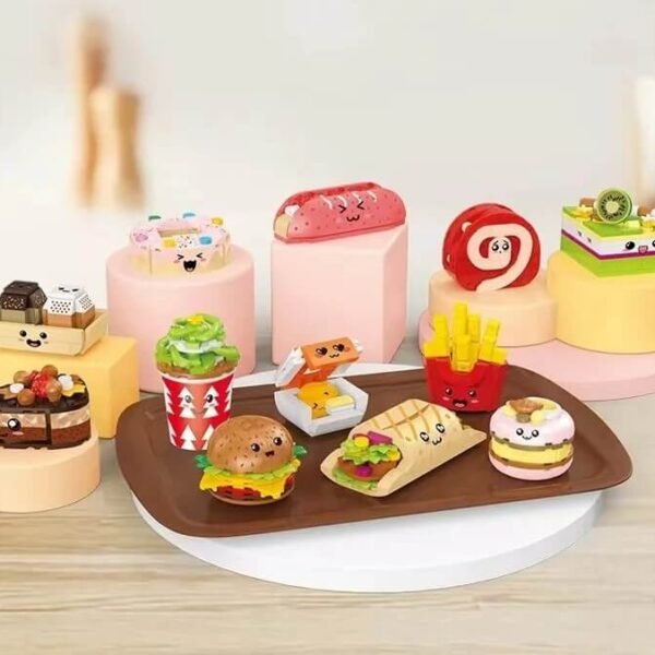 Adorable Hamburg Themed Mini Building Blocks - Fun Food Ornaments for Girls' Playtime